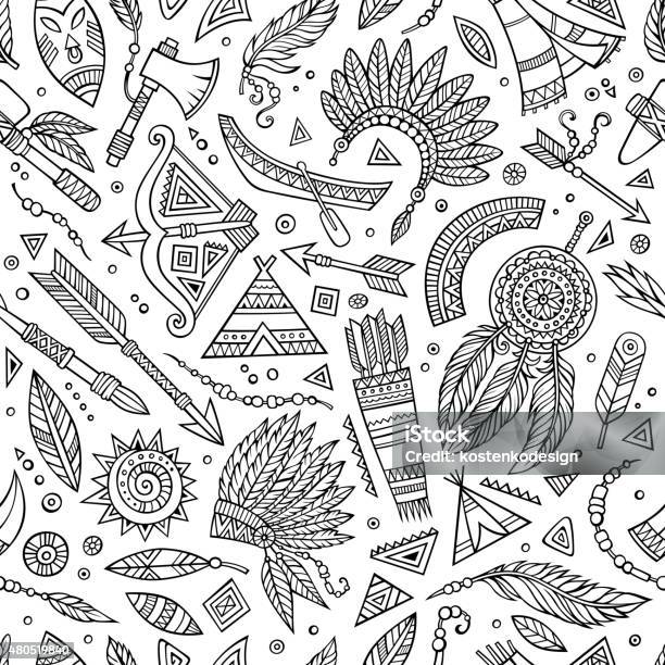 Tribal Native Ethnic Seamless Pattern Stock Illustration - Download Image Now - Seamless Pattern, 2015, Abstract