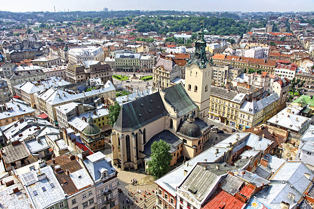 leopoli città vecchia, ucraina - lvov dome summer light foto e immagini stock