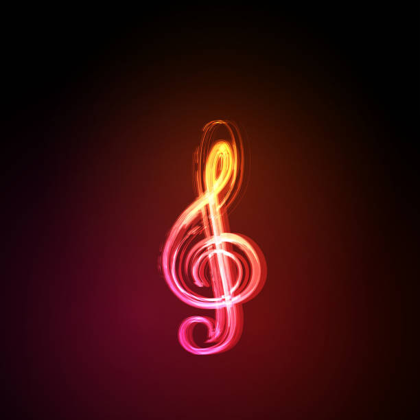 Light music notes on background Light music notes on background easy editable neon music notes stock illustrations