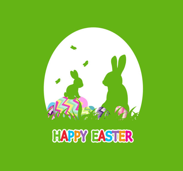 ilustraciones, imágenes clip art, dibujos animados e iconos de stock de huevos de pascua y felices pascuas - easter egg isolated remote frame