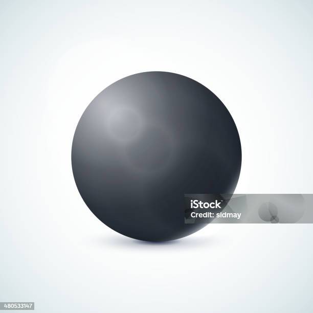 Black Glossy Sphere Isolated On White Stock Illustration - Download Image Now - Abstract, Activity, Art