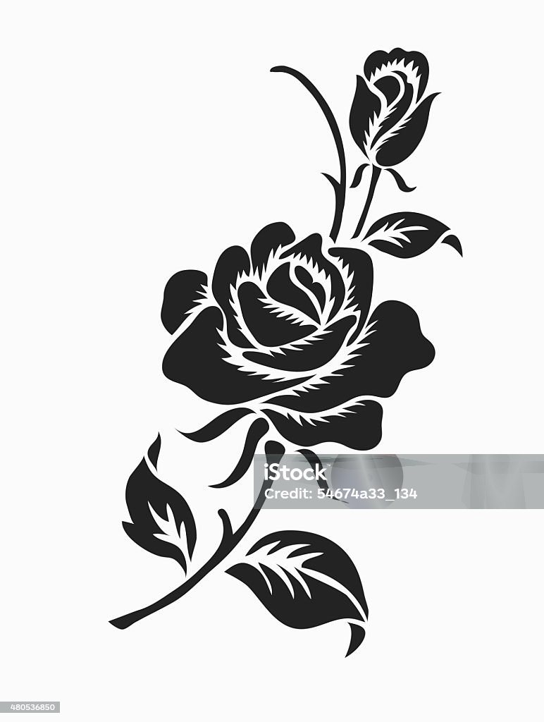 Rose design sketch for pattern. Rose design sketch for pattern,lace edge,flower motif Rose - Flower stock vector