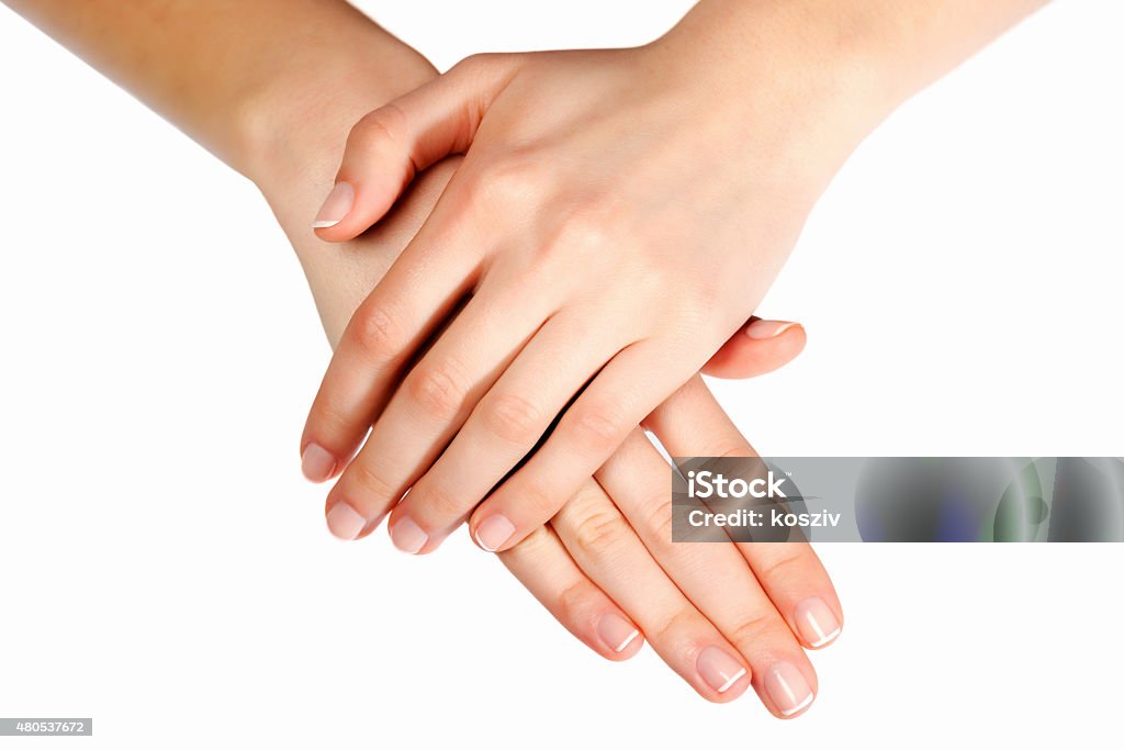 Woman hand with france manicure 2015 Stock Photo