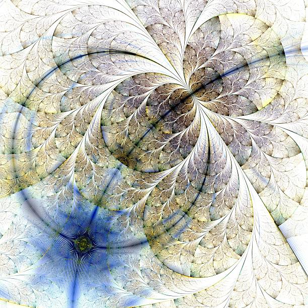 Symmetrical gold and dark blue fractal flower