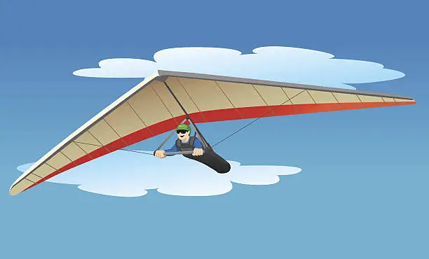 Vector illustration of Flying with Hang gliding