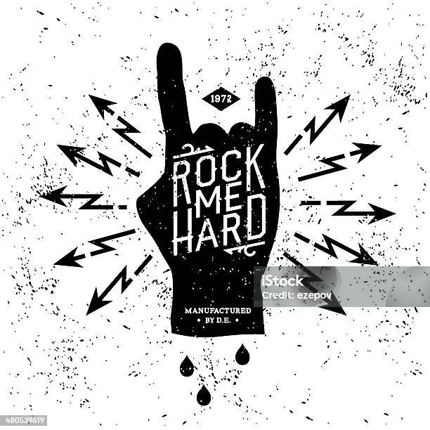 Ilustración de Vintage Etiqueta y más Vectores Libres de Derechos de Música rock - Música rock, Punk, Relámpagos
