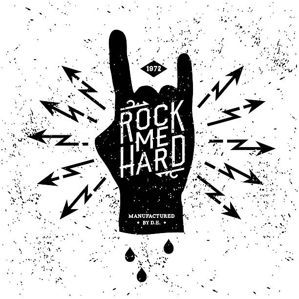 vintage label vintage label "rock me hard" (T-Shirt Print) punk rock stock illustrations