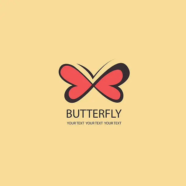 Vector illustration of Sweet Butterfly. wings in the shape of hearts. Vector icons.