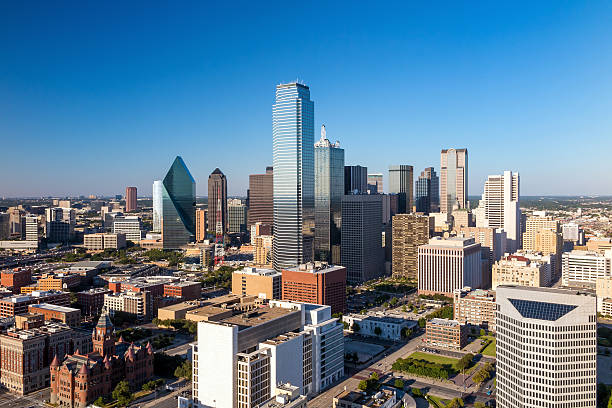 istock Dallas, Texas cityscape with blue sky at sunset 480546958