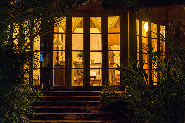 istock Bungalow in a resort in Bali Indonesia at night 480547392