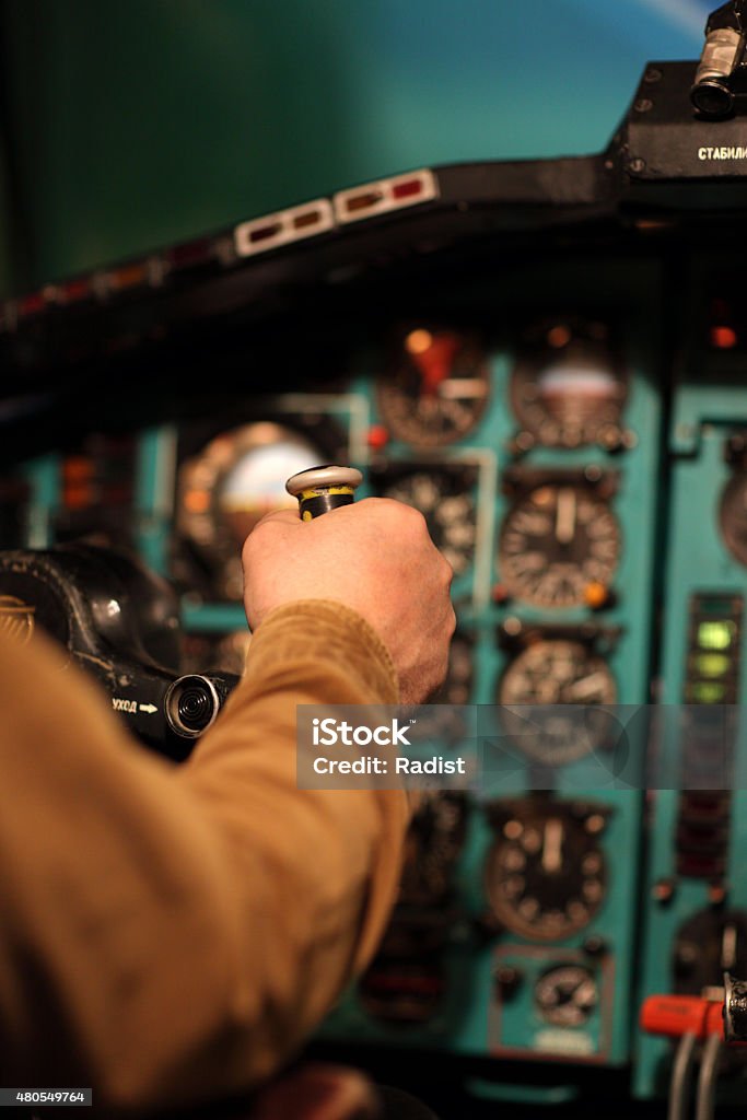 Pilot Aviates By Control Column Stock Photo - Download Image Now ...