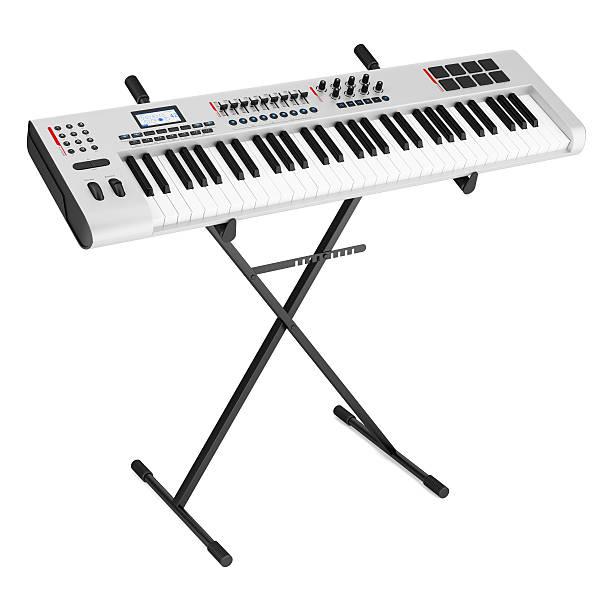istock gray synthesizer on stand isolated on white background 480550149