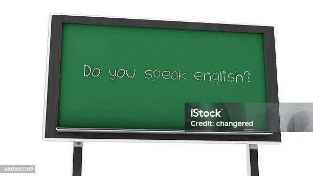 3d Do You Speak English Slate Stock Photo - Download Image Now - Chalkboard - Visual Aid, Desk, Education