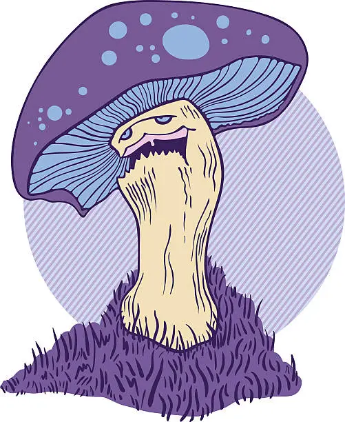 Vector illustration of Grumpy mushroom