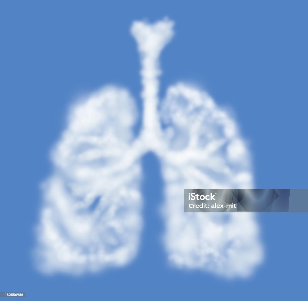 Os pulmões em forma de nuvem isolada no azul - Foto de stock de Fundo colorido royalty-free