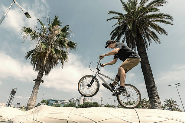 bmx rider - bmx cycling bicycle street jumping ストックフォトと画像