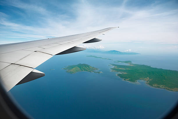 istock Aerial View of jet plane wing 480560772