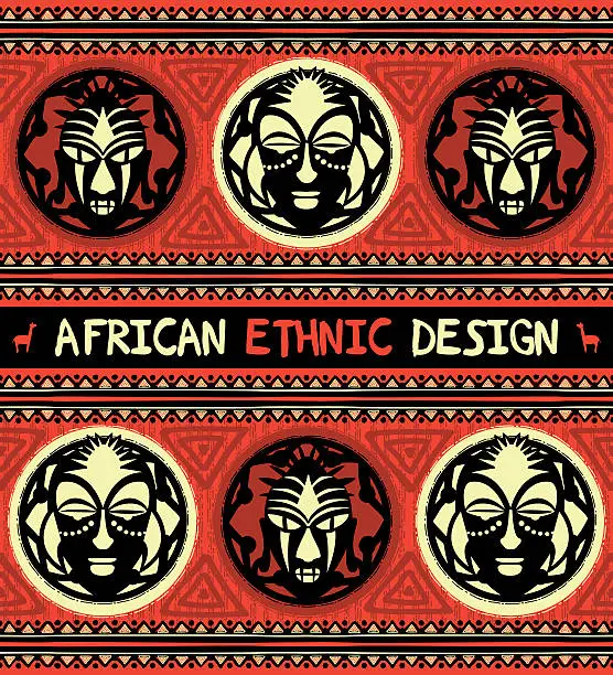 Vector illustration of African ethnic  design with masks