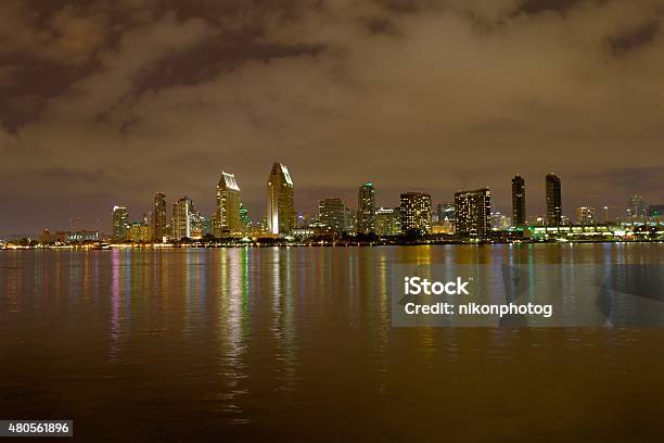 San Diego Night Skyline Stock Photo - Download Image Now - 2015, Architecture, California