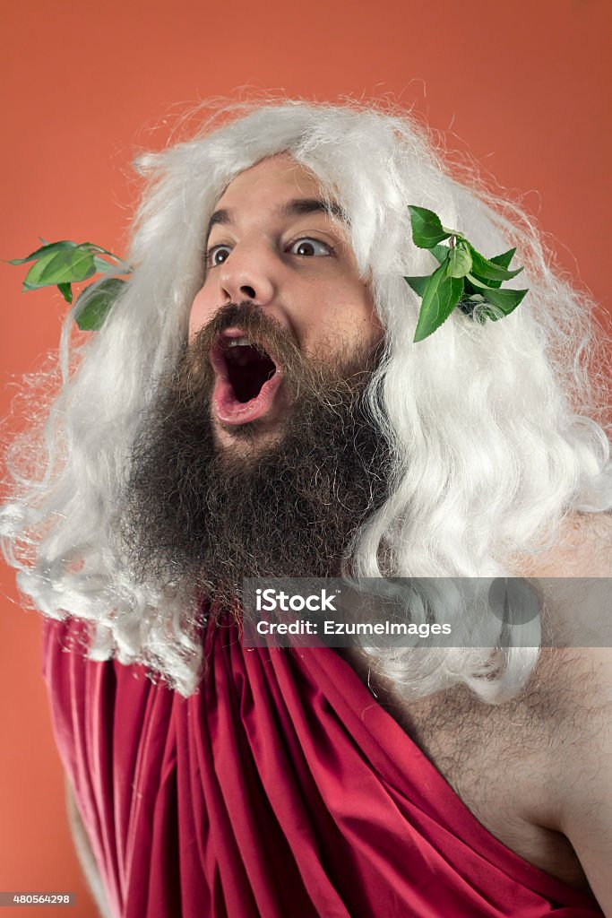 Amazed Zeus Amazed zeus god or jupiter against orange background 2015 Stock Photo