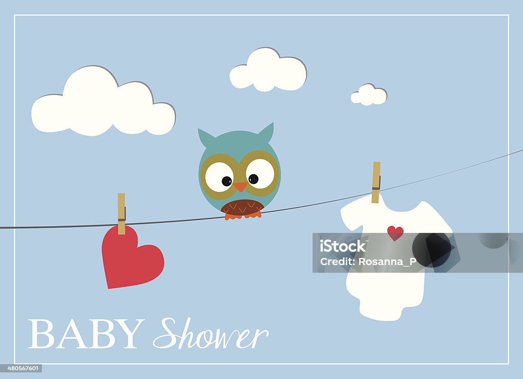 baby shower invitation card with baby bodysuit, owl and heart baby shower invitation card Abstract stock vector