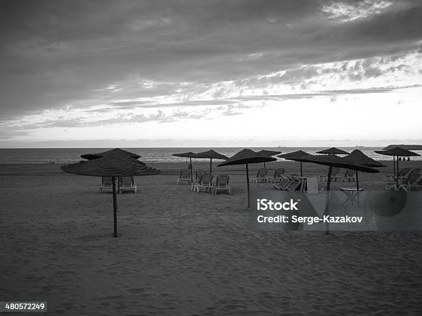 Empty Beach With Umbrellas Stock Photo - Download Image Now - Activity, Africa, Back Lit