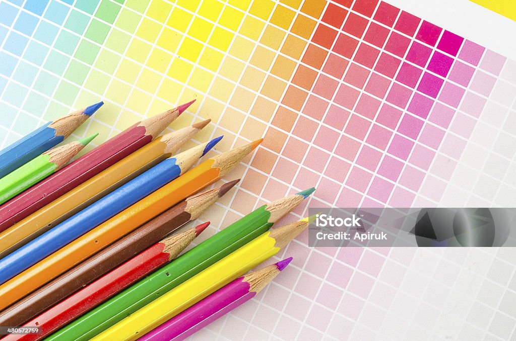 pencil color and color chart Artist's Palette Stock Photo