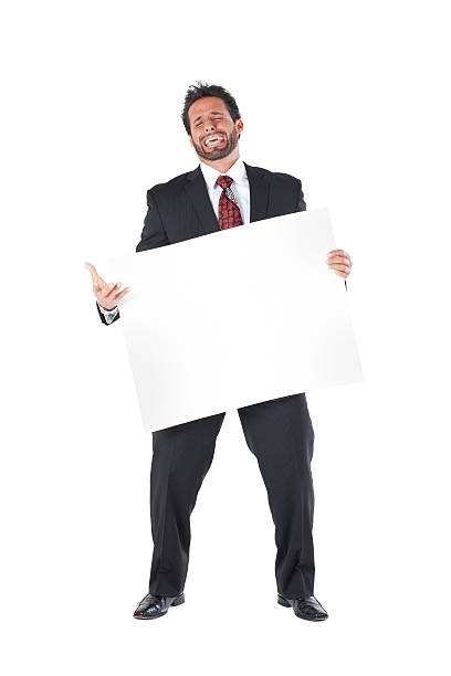 istock Begging business man with a blank sign 480575856