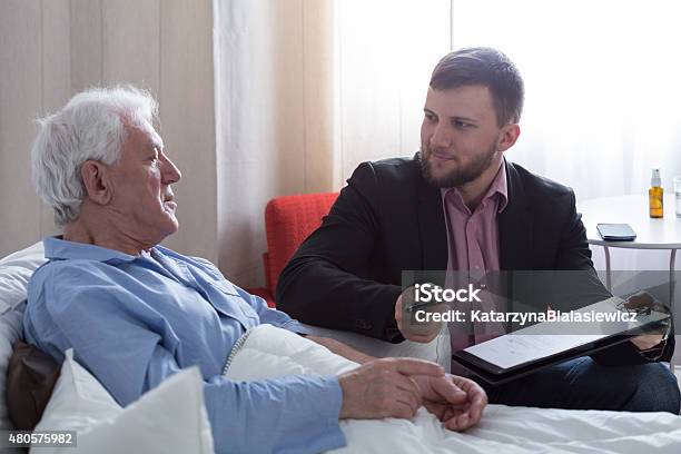 Man And Notary Stock Photo - Download Image Now - 2015, Adult, Aging Process