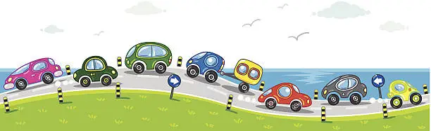 Vector illustration of Cars on the road.