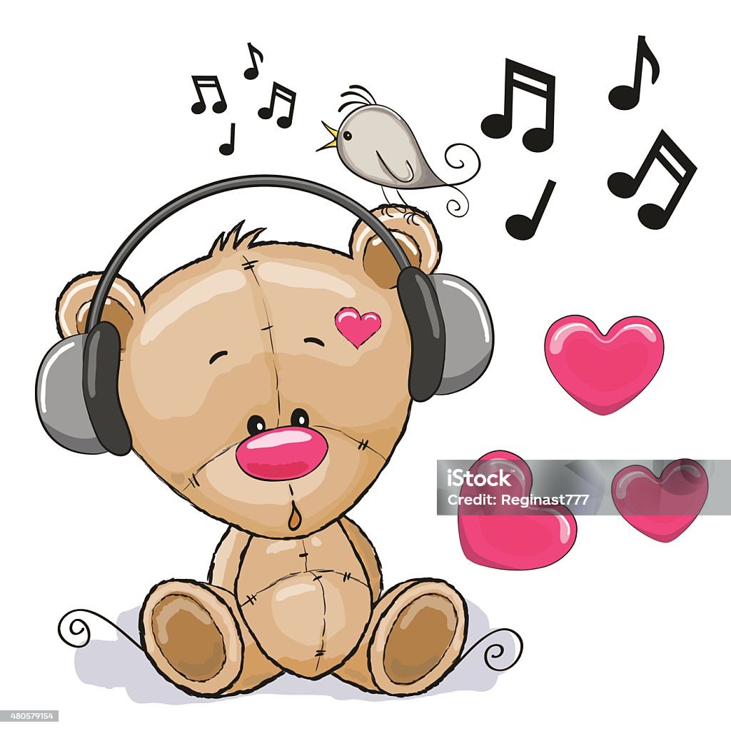 Bear with headphones Cute cartoon Teddy Bear with headphones 2015 stock vector