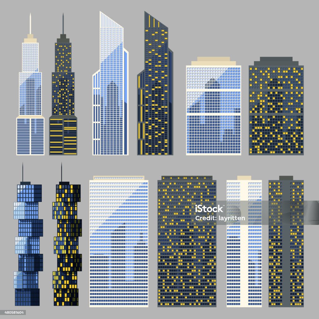 Set of skyscrapers in the flat and detailed style Set of skyscrapers in the flat and detailed style. Vector 2015 stock vector