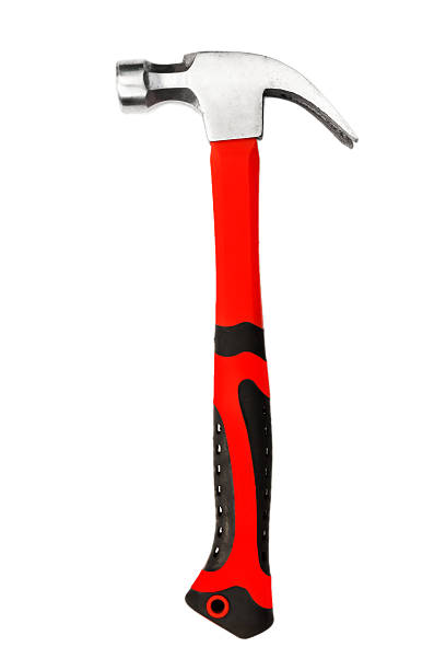 istock Metal hammer with red handle isolated on white. 480582300
