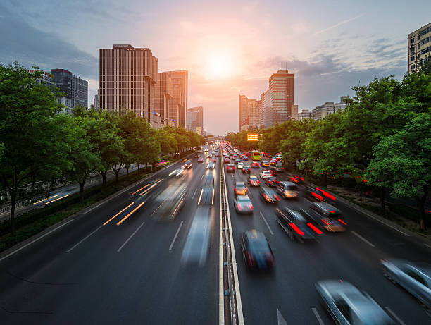 istock Urban highway traffic at night 480582326