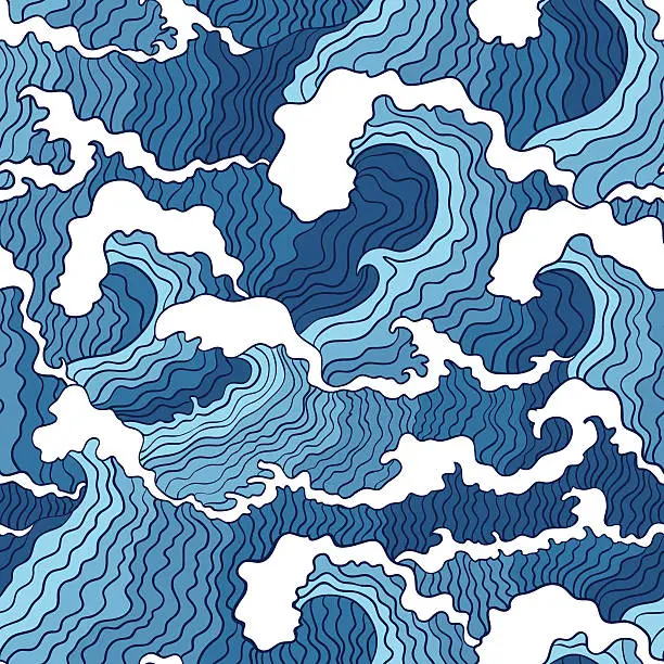 Vector illustration of Abstract wave seamless pattern.