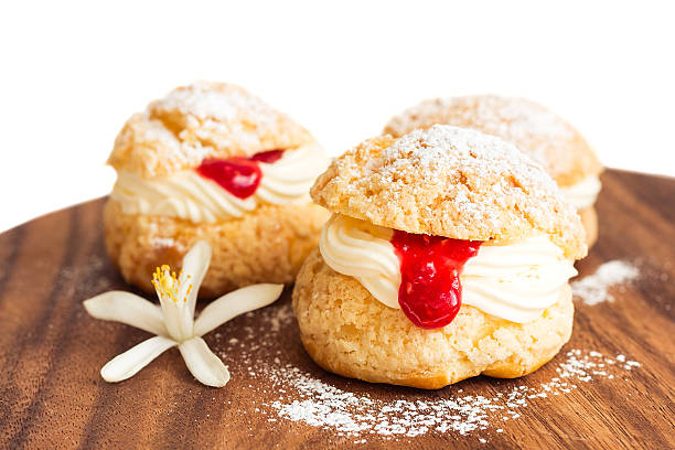 istock Homemade Choux pastry with cream and crimson curd 480585235
