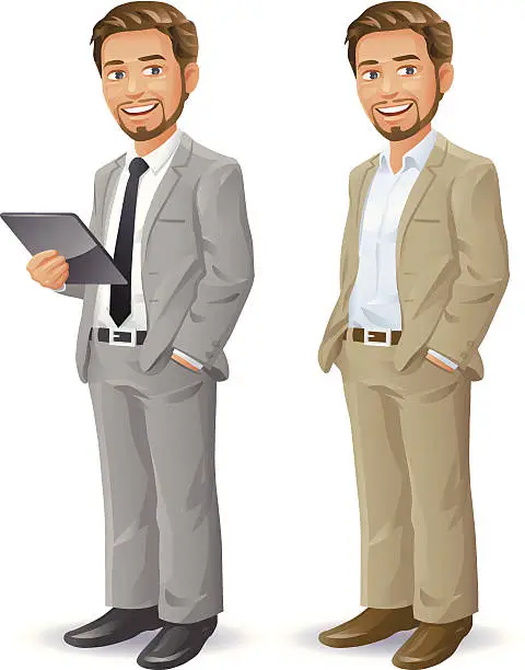 Vector illustration of Young Businessman With Beard