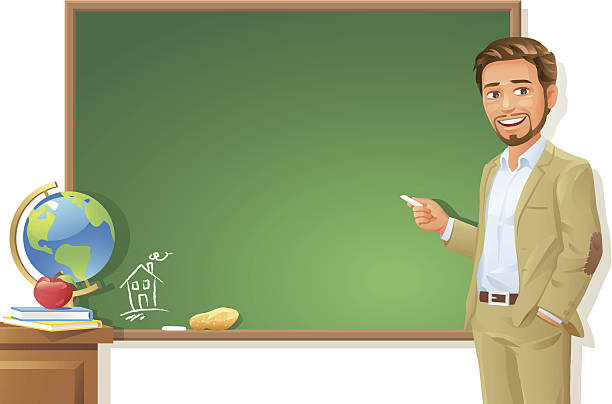 lehrer auf tafel - blackboard writing chalk teacher stock-grafiken, -clipart, -cartoons und -symbole