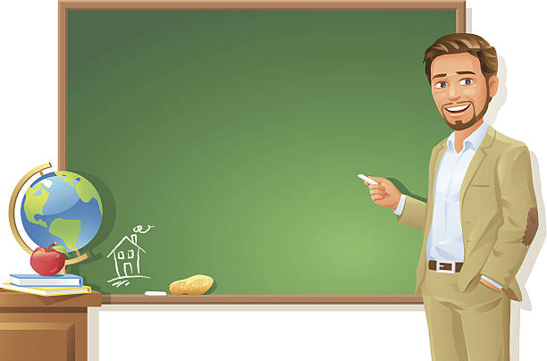 nauczyciel na tablica - blackboard writing chalk teacher stock illustrations