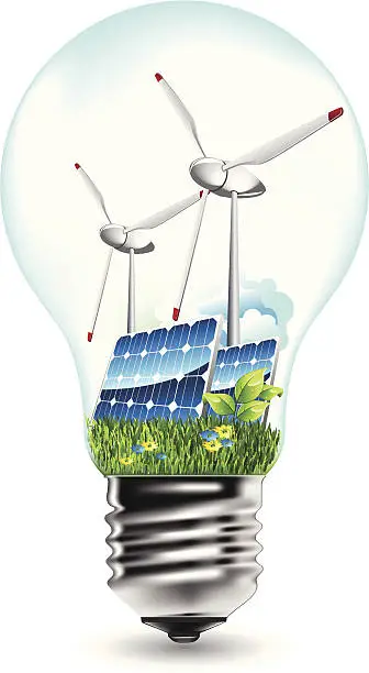 Vector illustration of eco light bulb