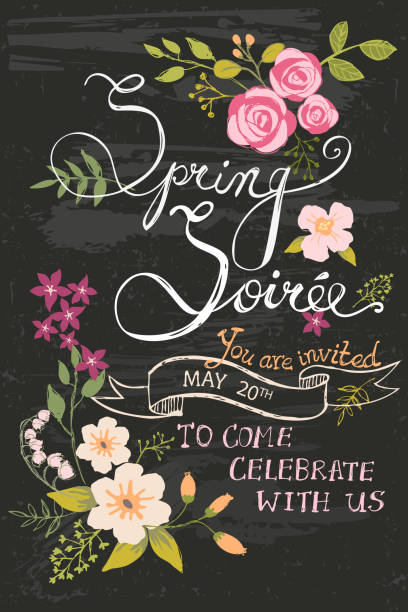 Spring Soiree Chalkboard vector art illustration