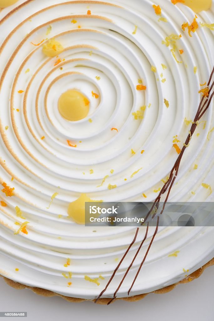 Spiral pattern Lemon meringue tart 2015 Stock Photo