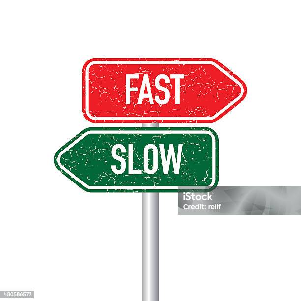 Fast And Slow Signpost Stock Illustration - Download Image Now ...
