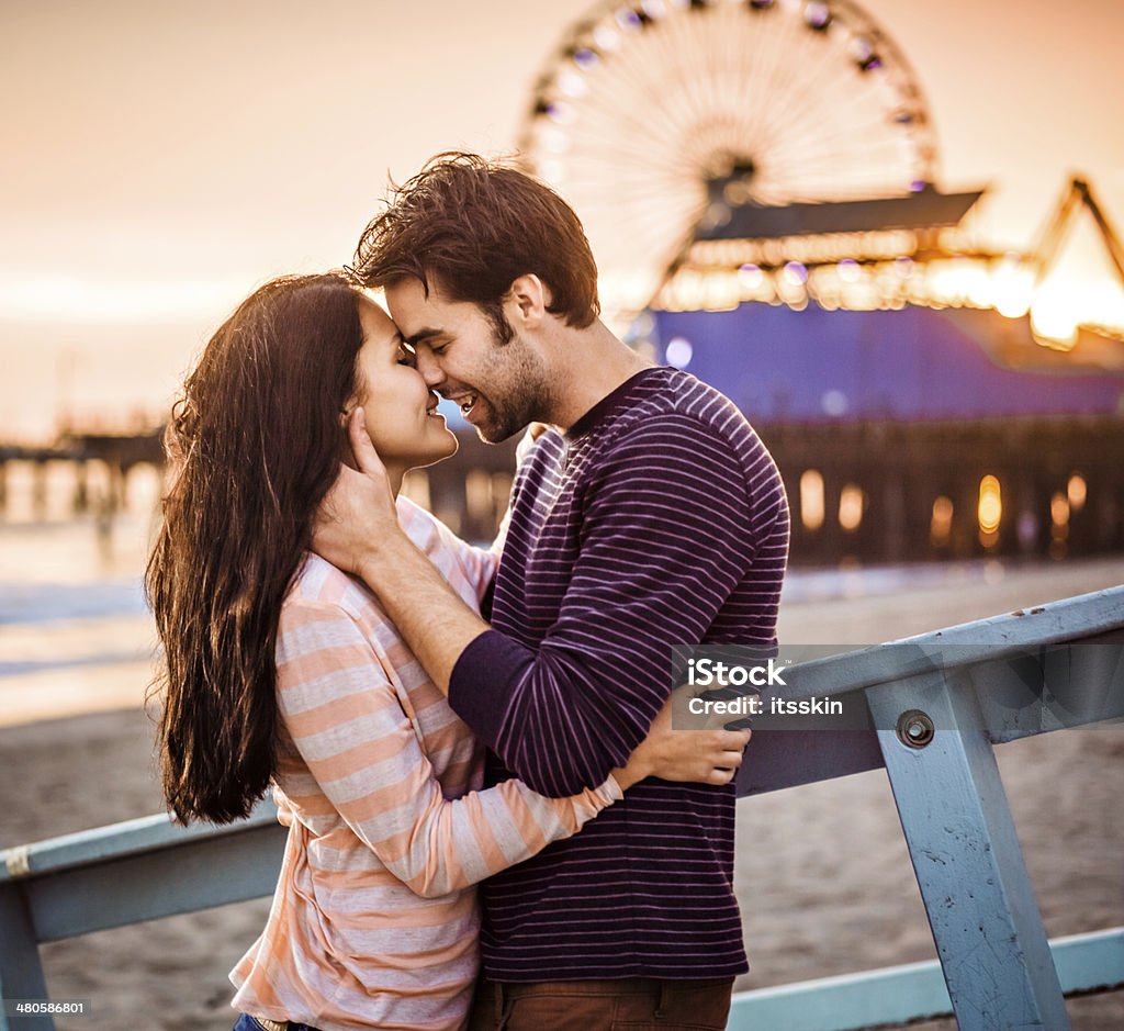 Romantic couple on LA beach Couple - Relationship Stock Photo