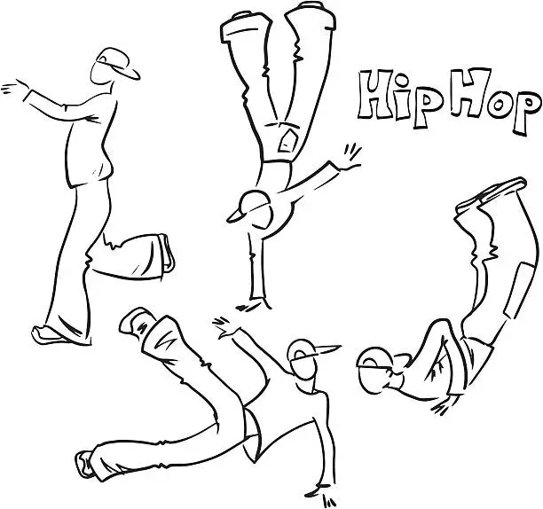 Vector illustration of hip hop dancer set
