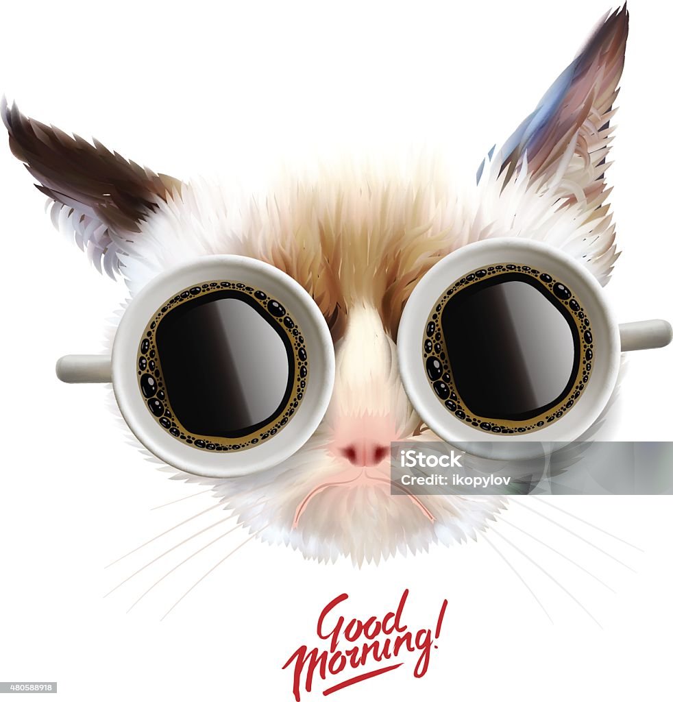 Vetores de Bom Dia Gato Engraçado Com Xícaras De Café e mais imagens de  2015 - 2015, Amor, Animal - iStock