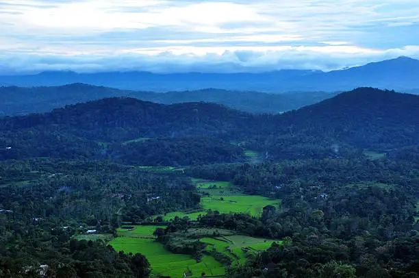 View of Kodagu (Coorg) from Raja's Seat in Madikeri.