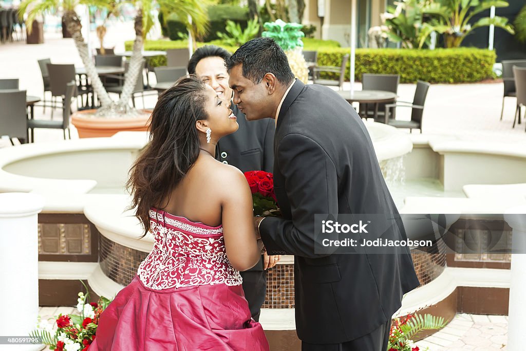 Happy couple getting married Indian couple getting married outside.  RM Adult Stock Photo