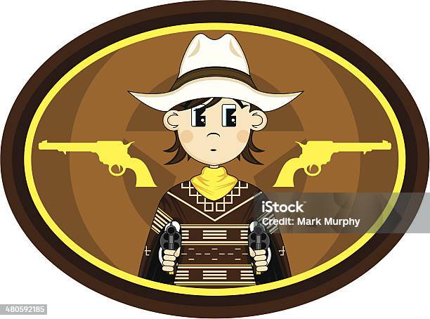Cute Cowboy With Guns Stock Illustration - Download Image Now - Aiming, Cartoon, Characters