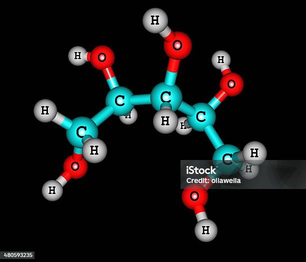 Xylitol Molecular Structure On Black Background Stock Photo - Download Image Now - Xylitol, Alcohol - Drink, Atom